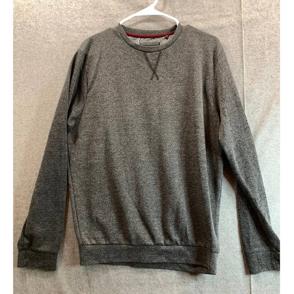 Denim & Flower Sweater Womens Size Large Long Sleeve Round Neck Gray Pullover